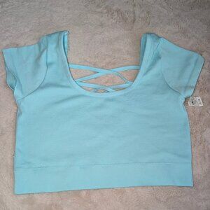NTW Aerie Seamless Cap Sleeve Bra Top  Blue Aquamarine XXL 2XL